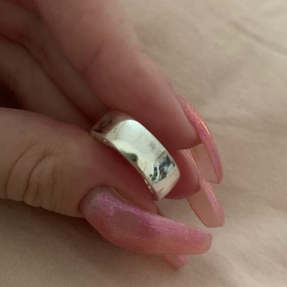 Evry Jewels Silver Tone Chunky Pink Heart Bandring - Picture 7 of 8